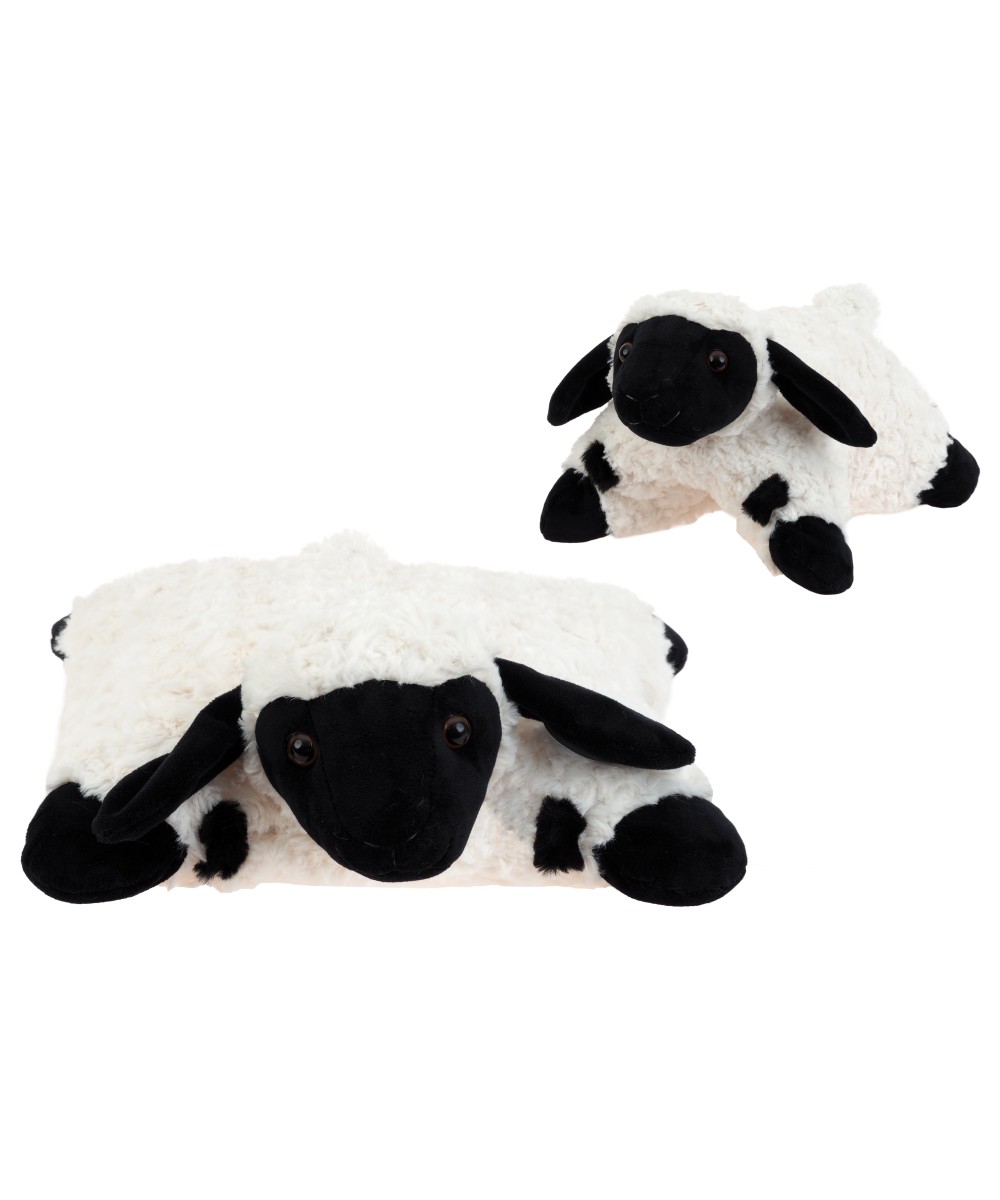 Coussin peluche enfant mouton nez noir velcro