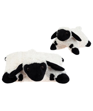 Coussin peluche enfant mouton nez noir velcro