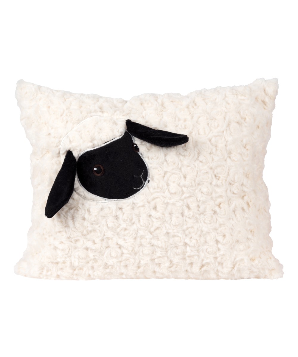 Coussin peluche enfant mouton nez noir.