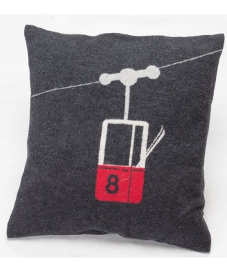 Housse de coussin carrée, motif montagnes et télécabine