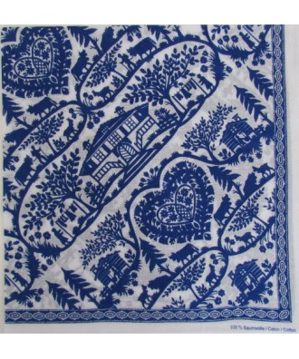Foulard blanc-bleu motif découpage