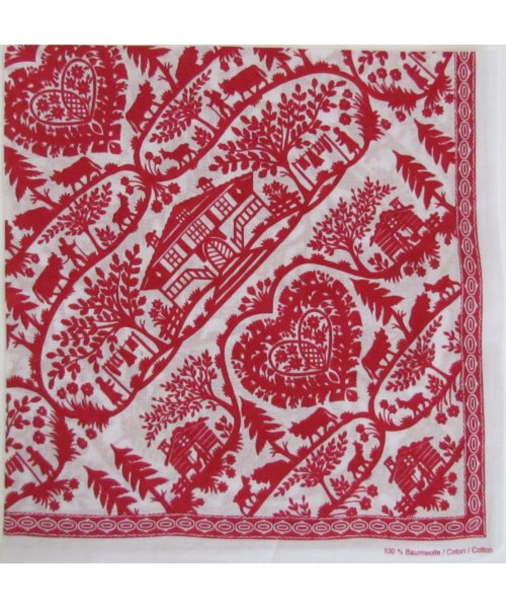 Foulard blanc-rouge motif découpage