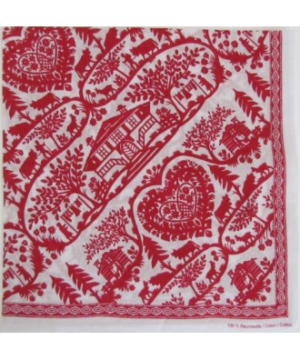 Foulard blanc-rouge motif découpage