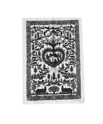 Linge de cuisine en coton design découpage noir et blanc