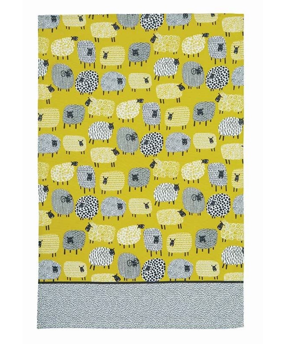 Linge de cuisine - Torchon motif moutons jaunes - dotty sheep