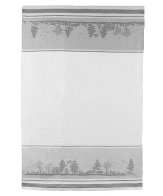 Linge de cuisine gaufré blanc gris design découpage alpage 45x70cm