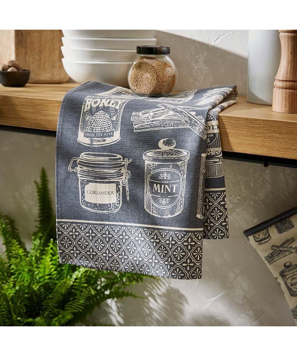 Linge de cuisine - Torchon motif herbes et épices