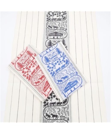 Linge de cuisine lin-coton motif découpage poya alpage 