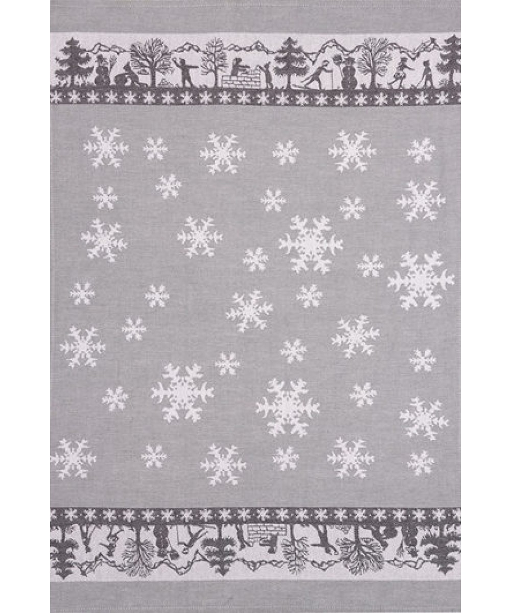 Linge de cuisine - Torchon motif flocons gris swiss made