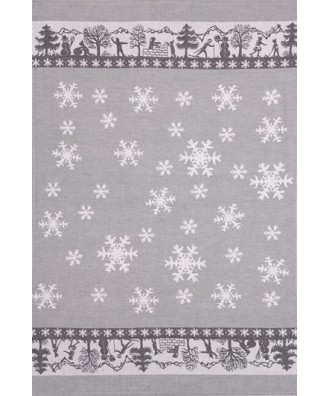 Linge de cuisine - Torchon motif flocons gris swiss made