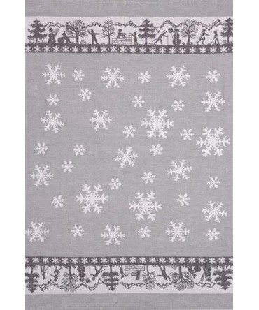Linge de cuisine - Torchon motif flocons gris swiss made
