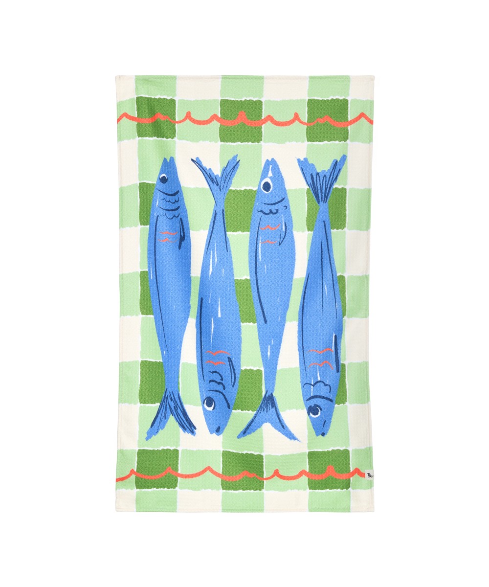 Linge de cuisine - Torchon motif poissons bleus