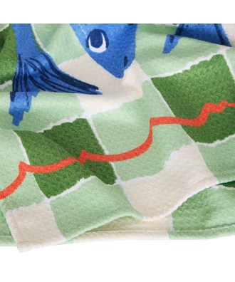 Linge de cuisine - Torchon motif poissons bleus