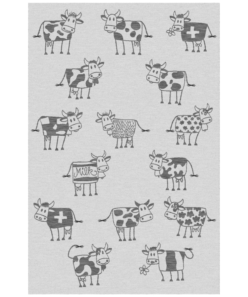 Linge de cuisine - Torchon motif vaches comiques noir swiss made