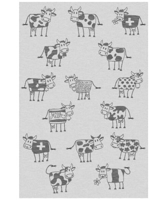Linge de cuisine - Torchon motif vaches comiques noir swiss made