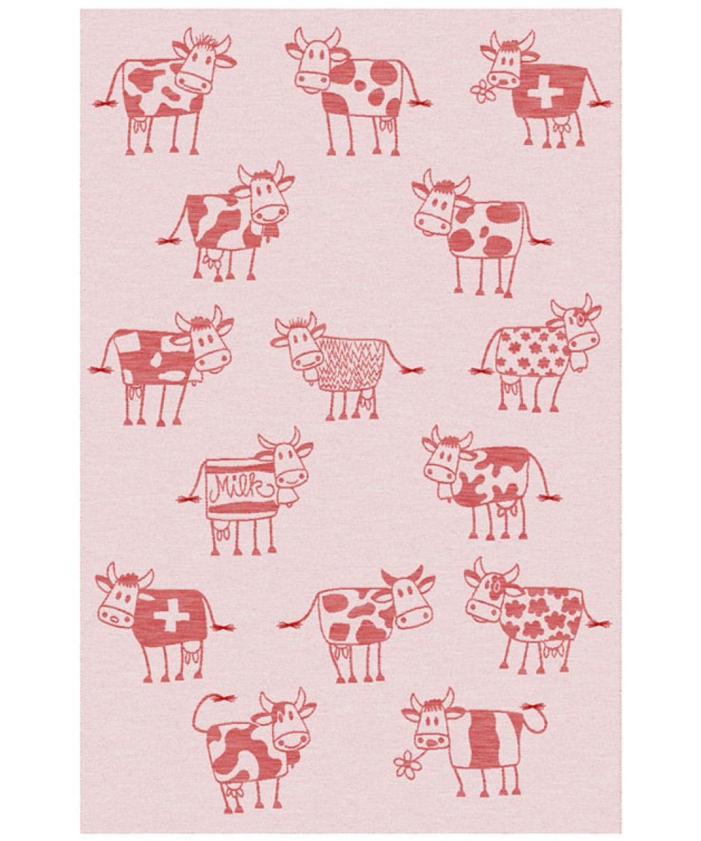 Linge de cuisine - Torchon motif vaches comiques rouge swiss made
