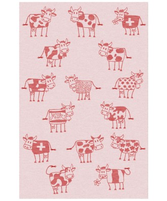Linge de cuisine - Torchon motif vaches comiques rouge swiss made