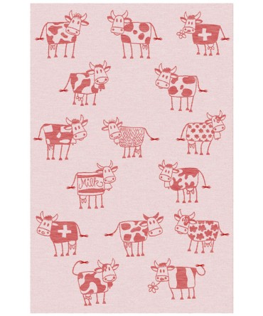 Linge de cuisine - Torchon motif vaches comiques rouge swiss made