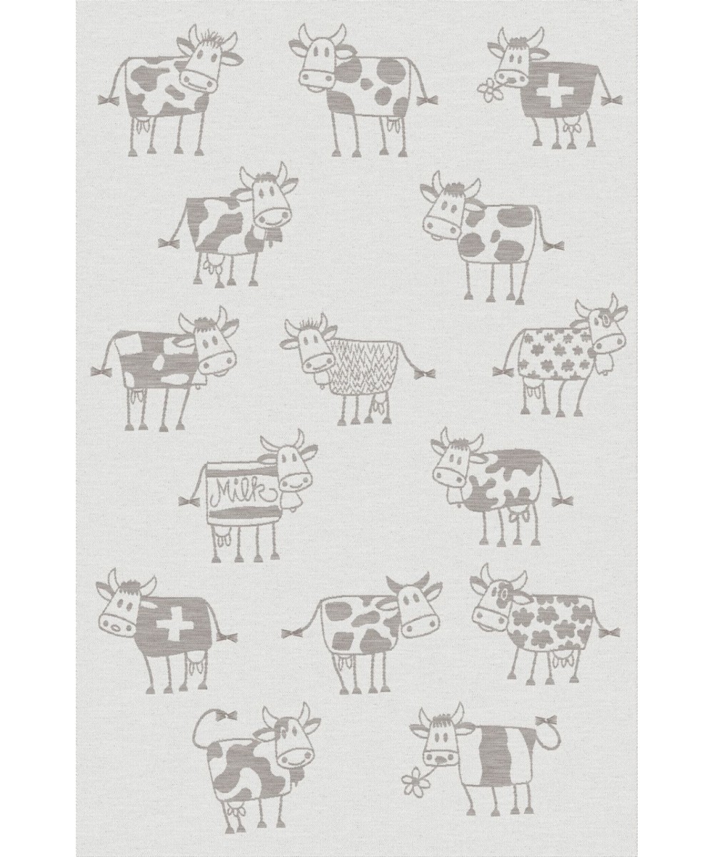 Linge de cuisine - Torchon motif vaches comiques taupe swiss made