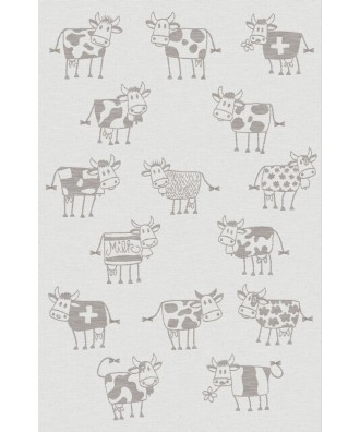 Linge de cuisine - Torchon motif vaches comiques taupe swiss made