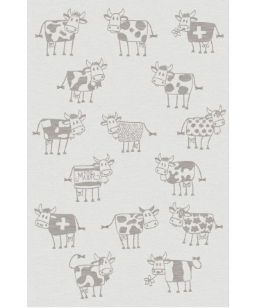 Linge de cuisine - Torchon motif vaches comiques taupe swiss made