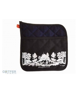 Manique de cuisine noir motif decoupage poya et alpage