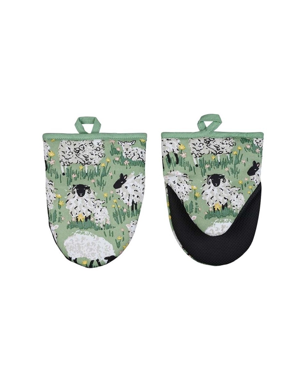 Gant de cuisine vendu par paire, design moutons verts