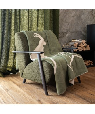 Plaid - Couverture - Couvre lit en coton, motif bouquetin