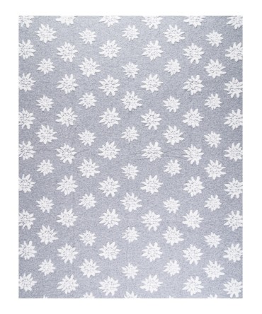 Plaid - Couverture en laine anthracite, motif edelweiss blanches