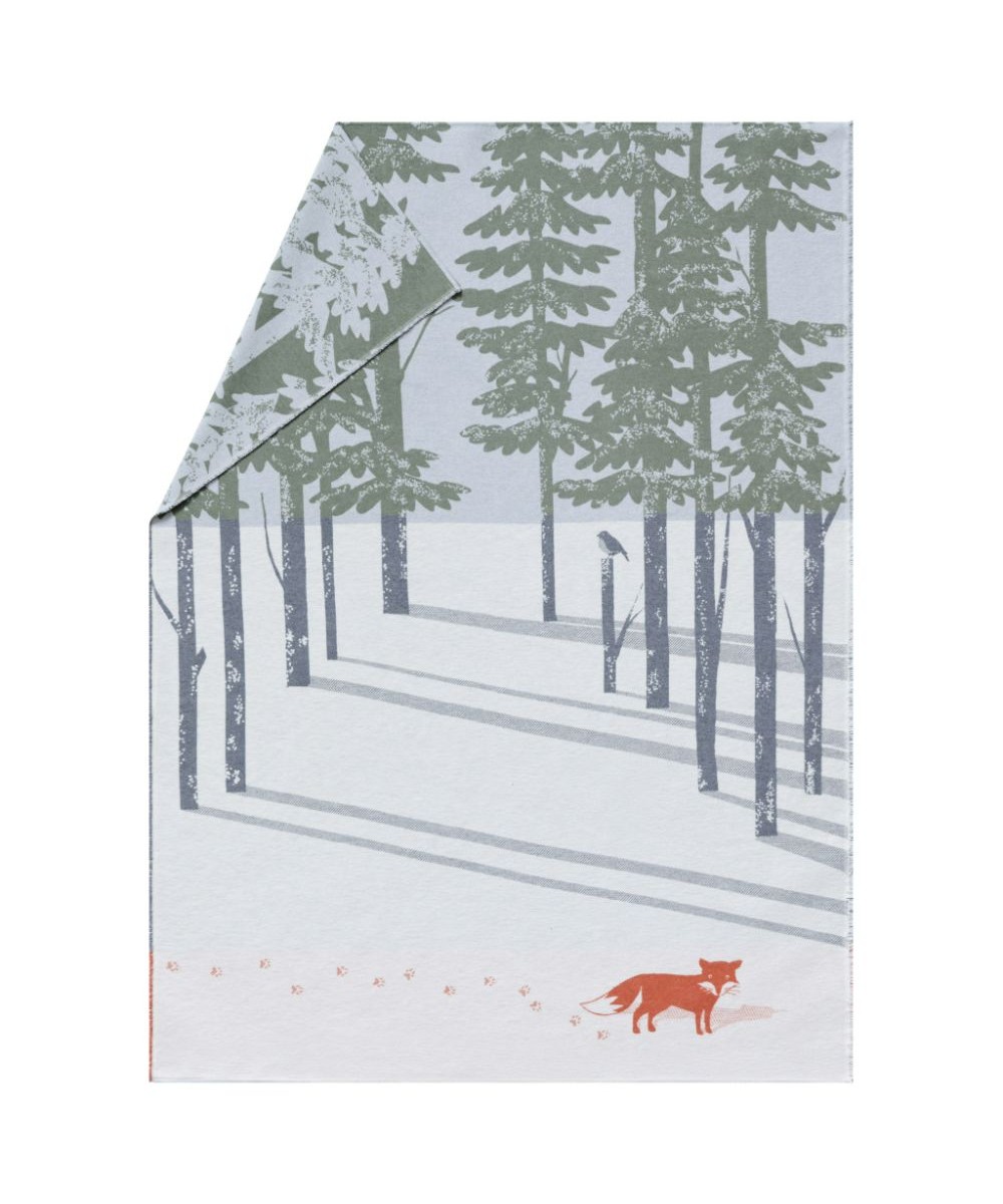 Plaid - Couverture en coton recyclé, motif renard