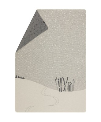 Plaid - Couverture en coton recyclé, motif skis et luge