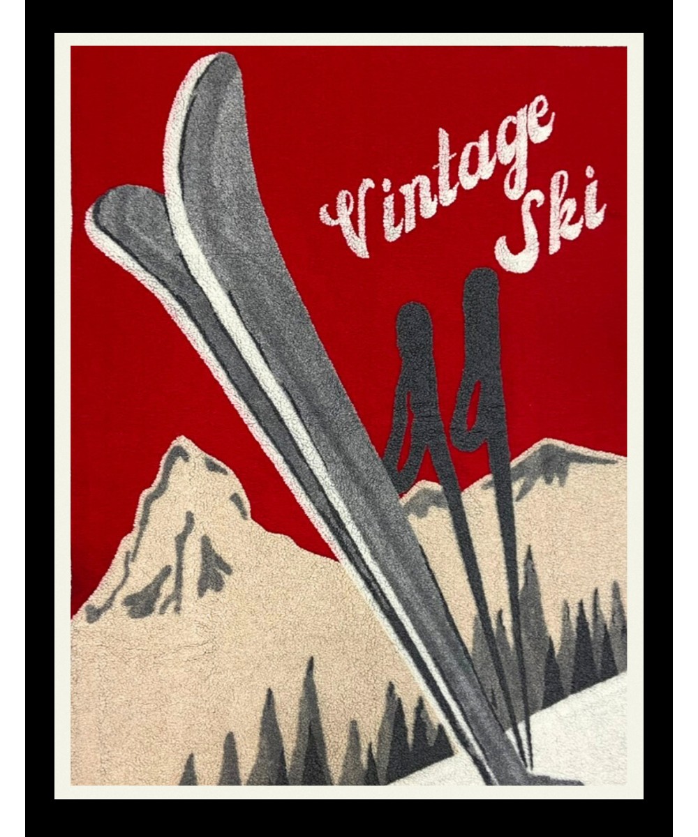 Plaid - Couverture en laine, motif vintage ski