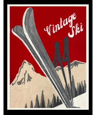 Plaid - Couverture en laine, motif vintage ski