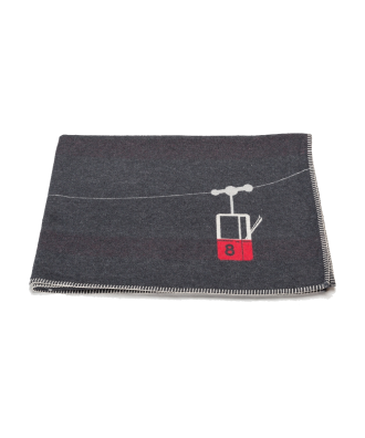 Plaid - Couverture en coton, motif télécabine rouge et antrhacite