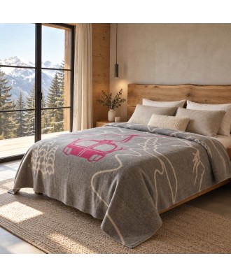 Plaid - Couverture en coton, motif télécabine