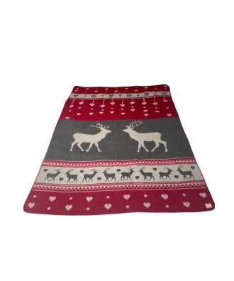 Plaid - Couverture esprit chalet avec cerfs coeurs