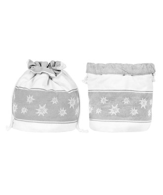 Sac isotherme blanc gris pour les pommes-de-terre, les toasts, le pain, design edelweiss
