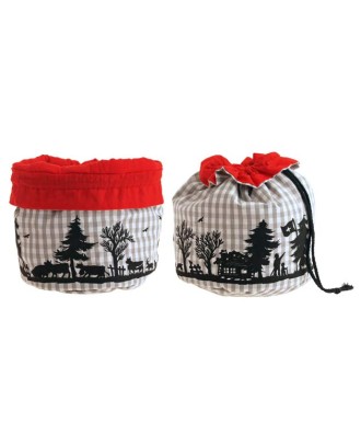 Sac isotherme à carreaux pour les pommes-de-terre, les toasts, le pain, design decoupage poya et alpage