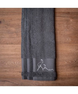 Linge éponge pour les mains ou serviette d'invité gris design bouquetins