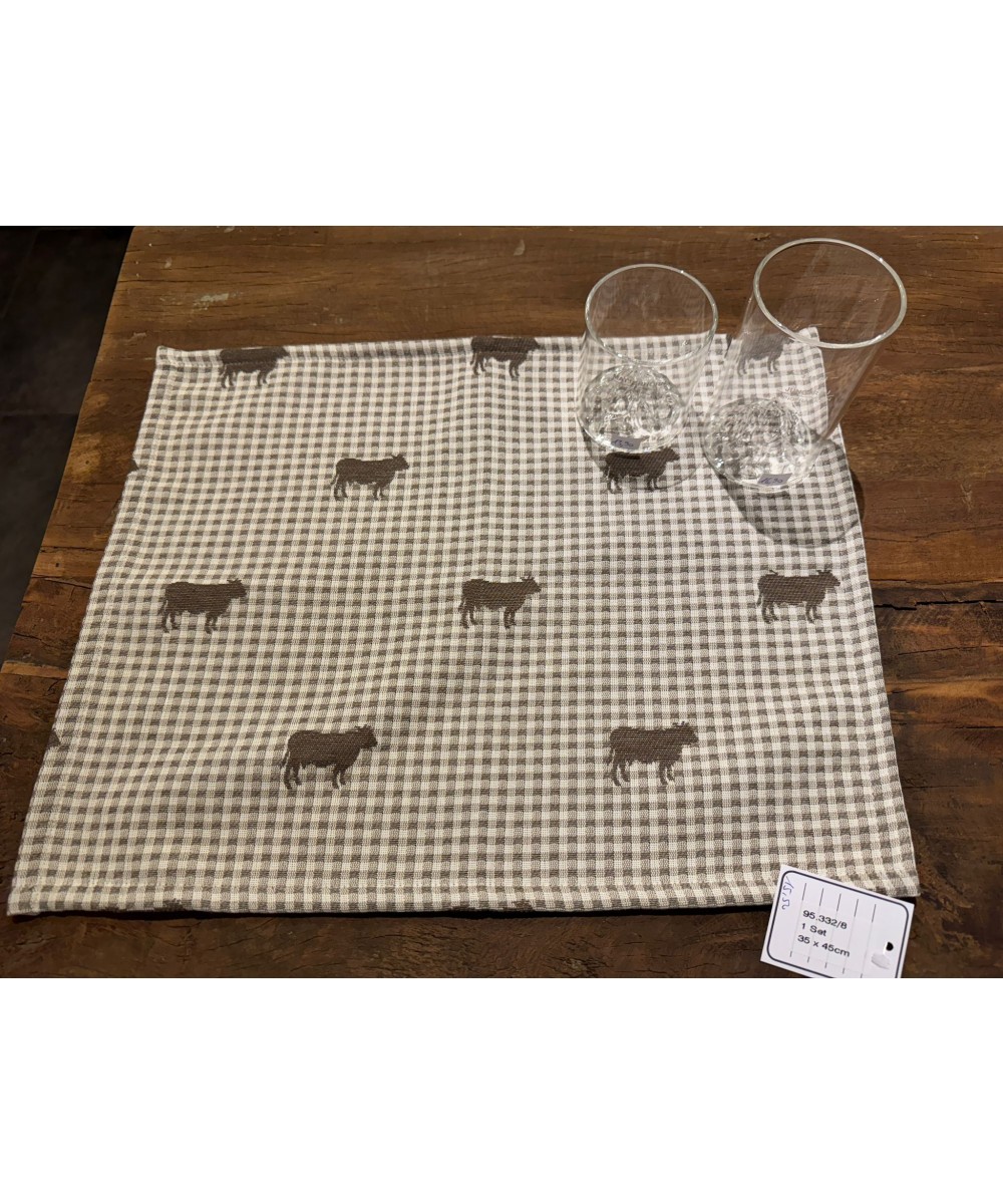 Set de table vaches vichy beige en coton