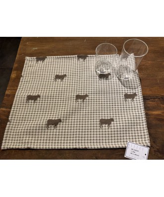 Set de table vaches vichy beige en coton