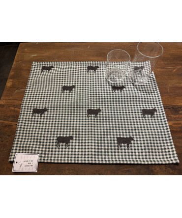 Set de table vaches vichy vert en coton
