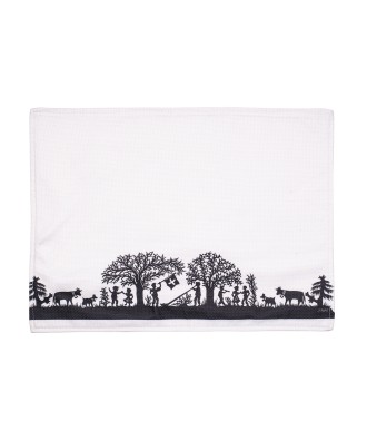 Set de table (6 pièces) blanc en coton, motif alpage