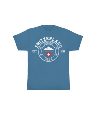 T-shirt bleu Swiss Alps