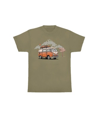 T-shirt kaki hippie bus