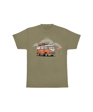 T-shirt kaki hippie bus