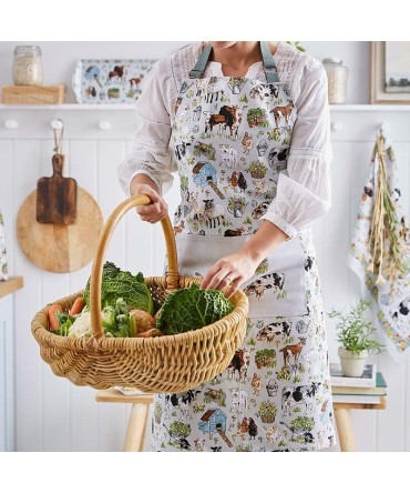 Tablier de cuisine motif animaux de la ferme