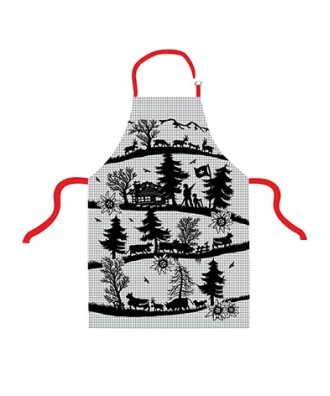 Tablier de cuisine carreaux, design decoupage alpage 100x70cm