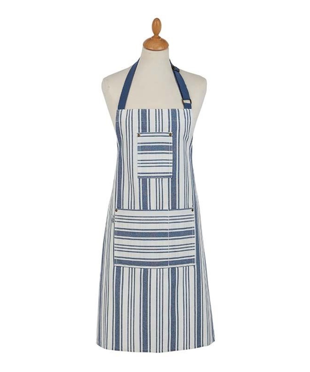 Tablier de cuisine rayures bleues