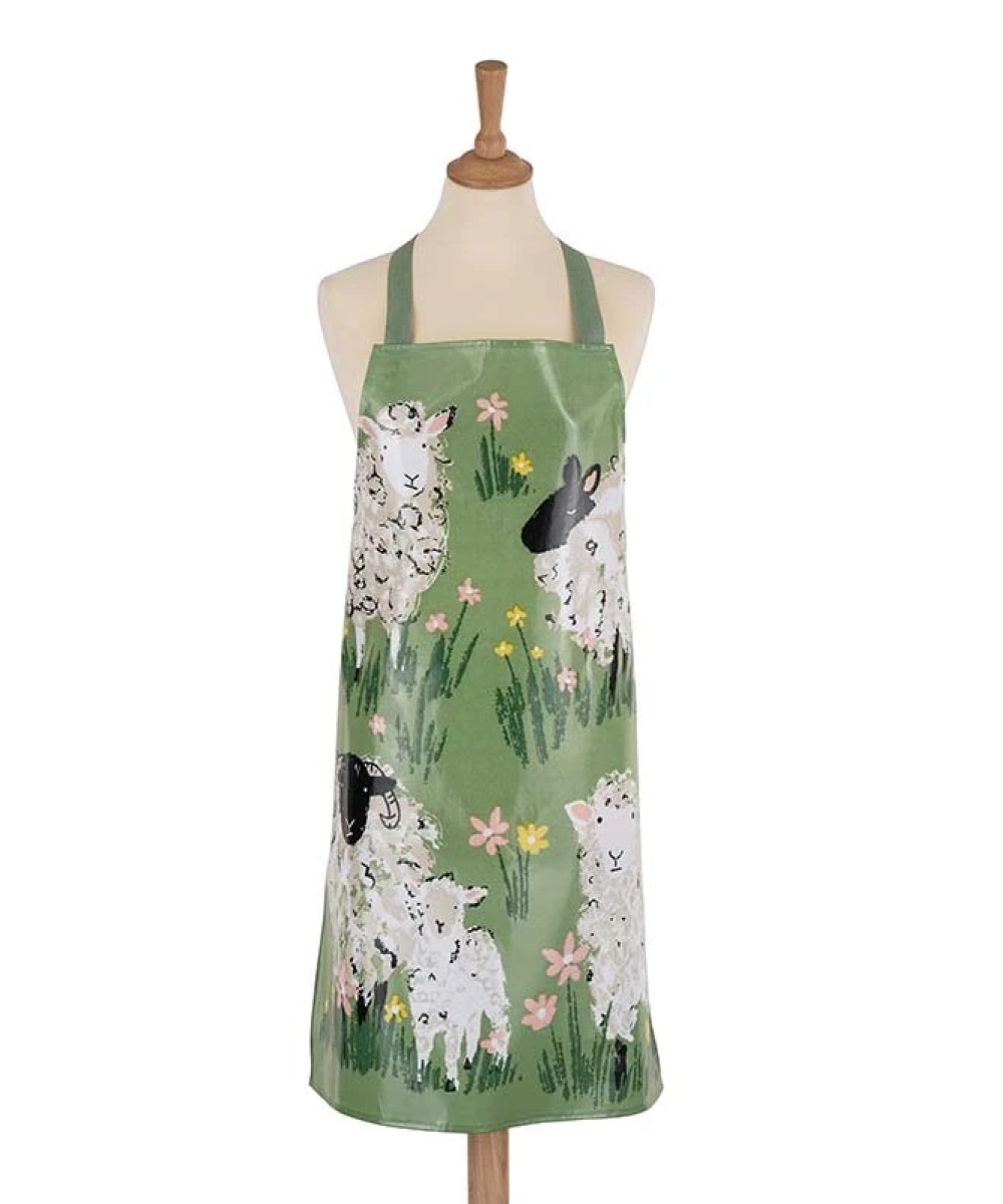 Tablier de cuisine moutons verts en PVC